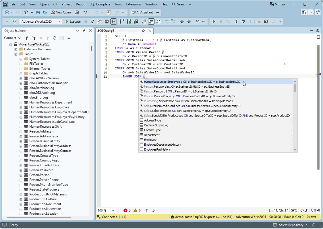 dbForge SQL Complete with IntelliSense and code completion for SQL Server development