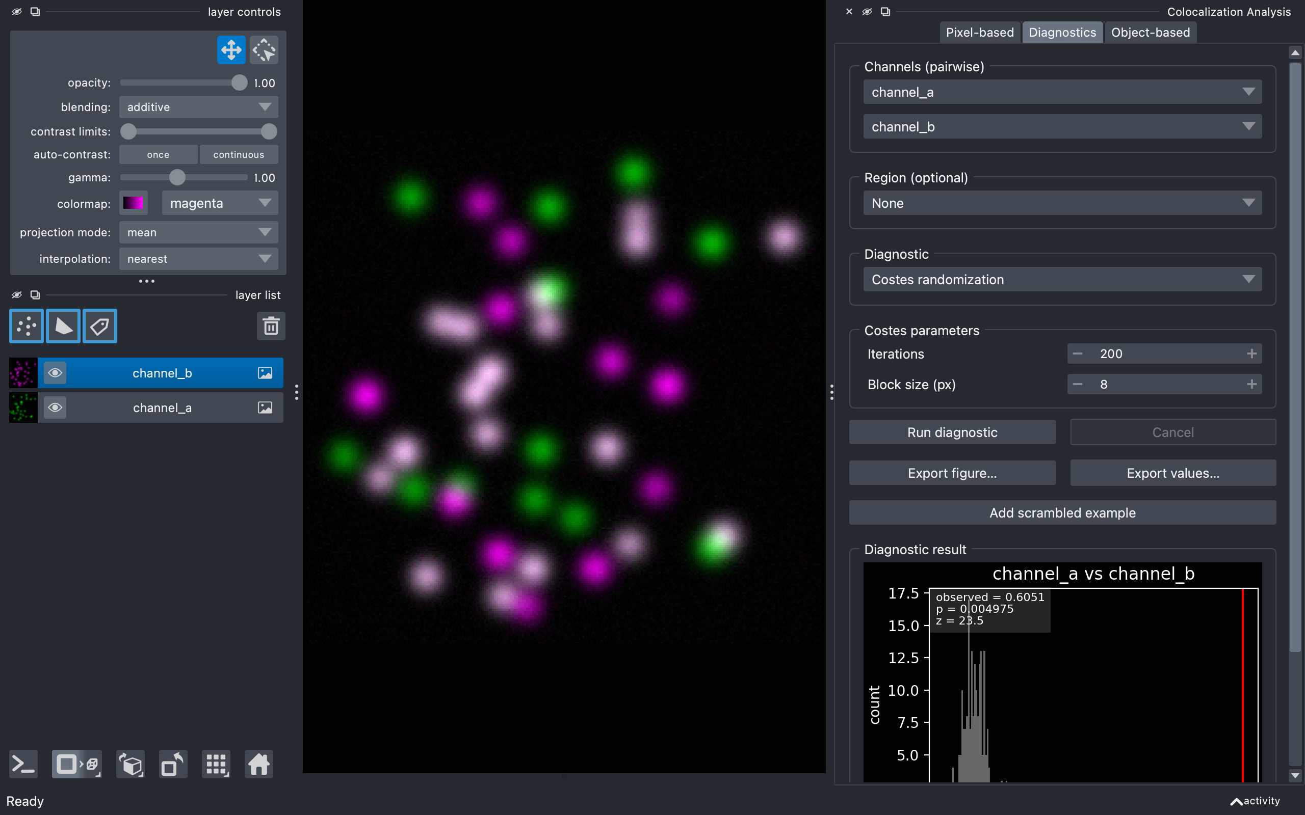 Diagnostics tab - Costes randomization