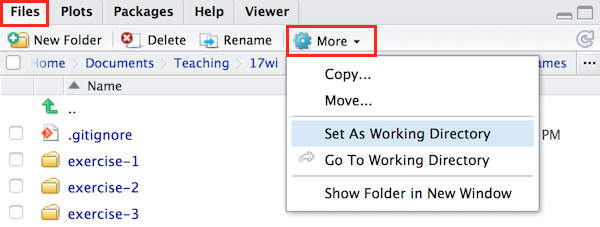 setwd() through R Studio