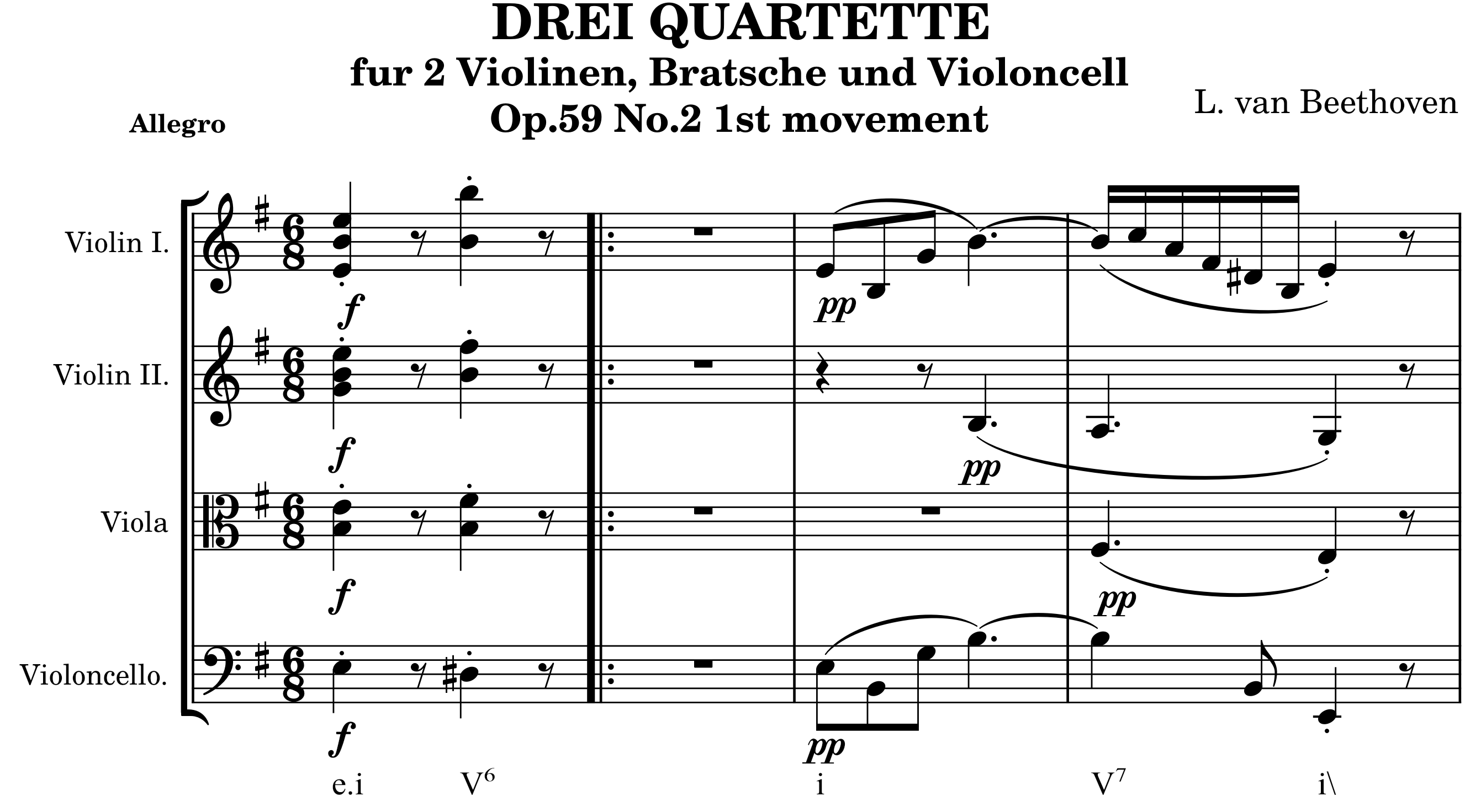 Beginning of Beethoven's 8th String Quartet op. 59/2