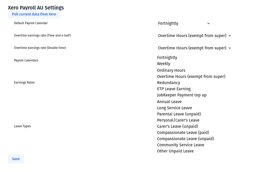 Preview of the configuration screen
