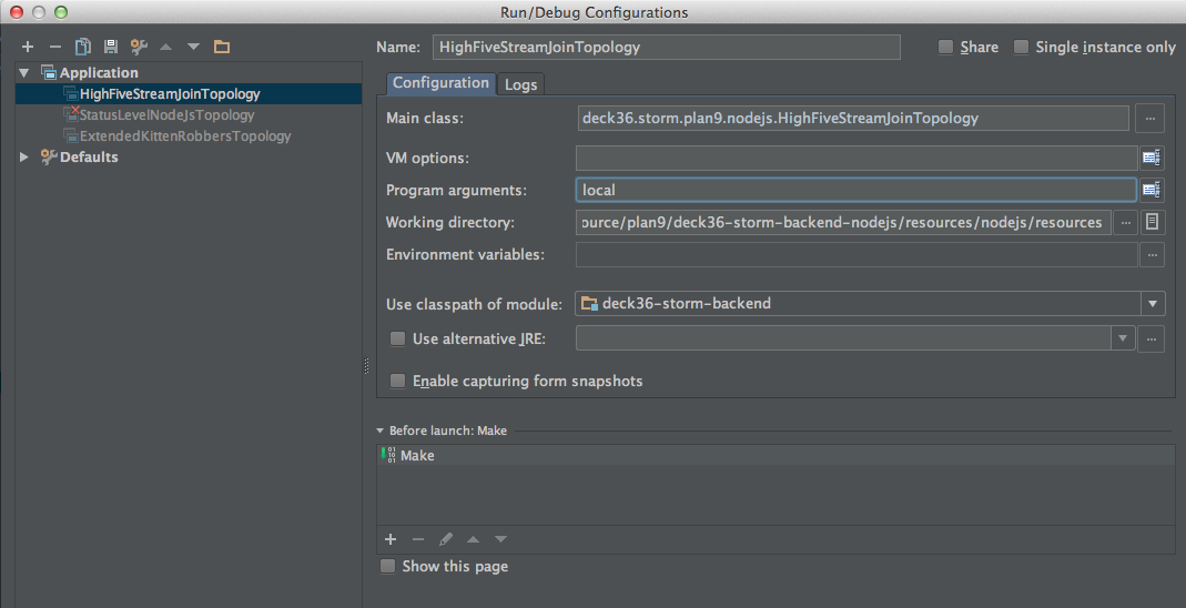 Configure Command line arguments