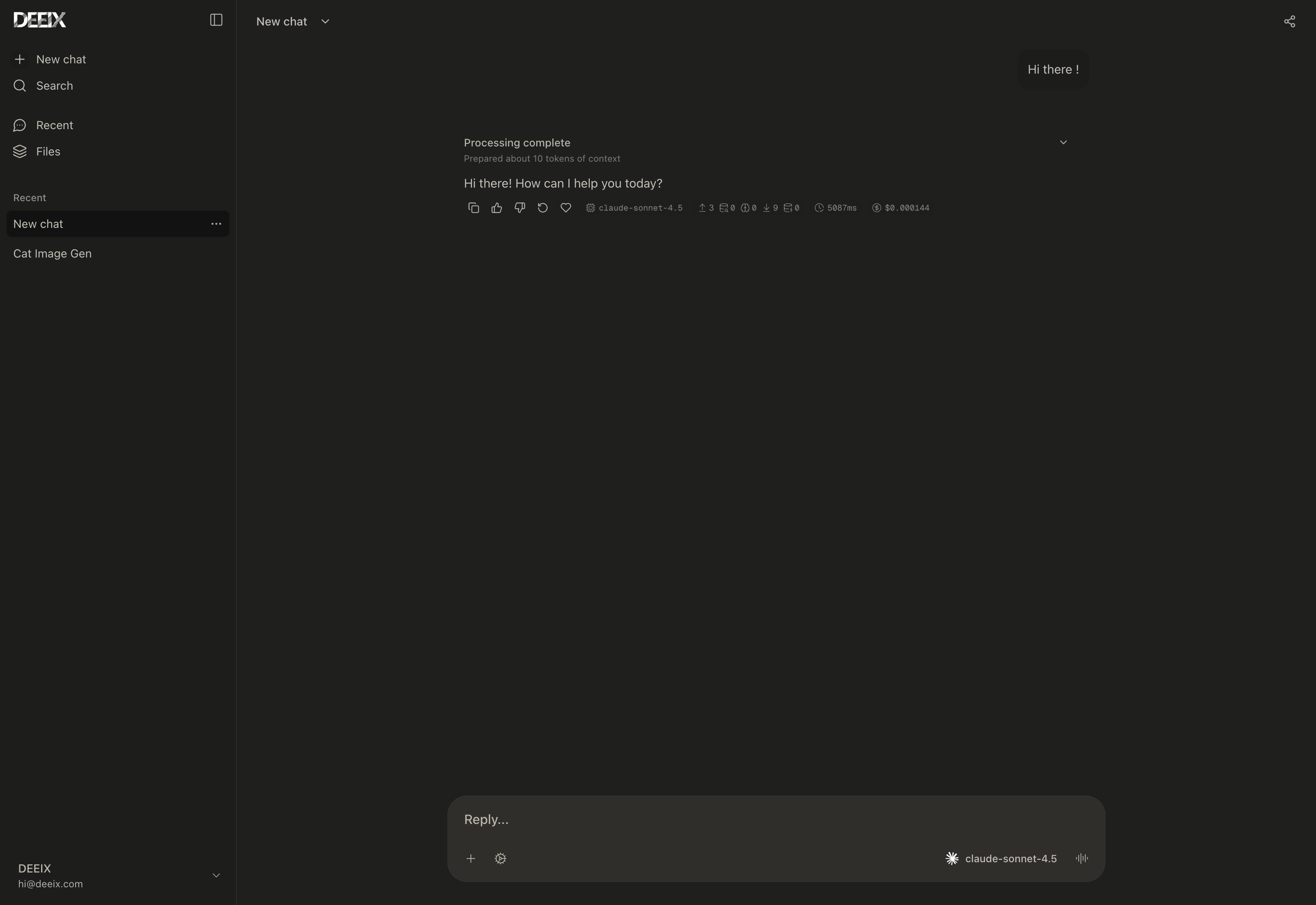 DEEIX Chat dark mode
