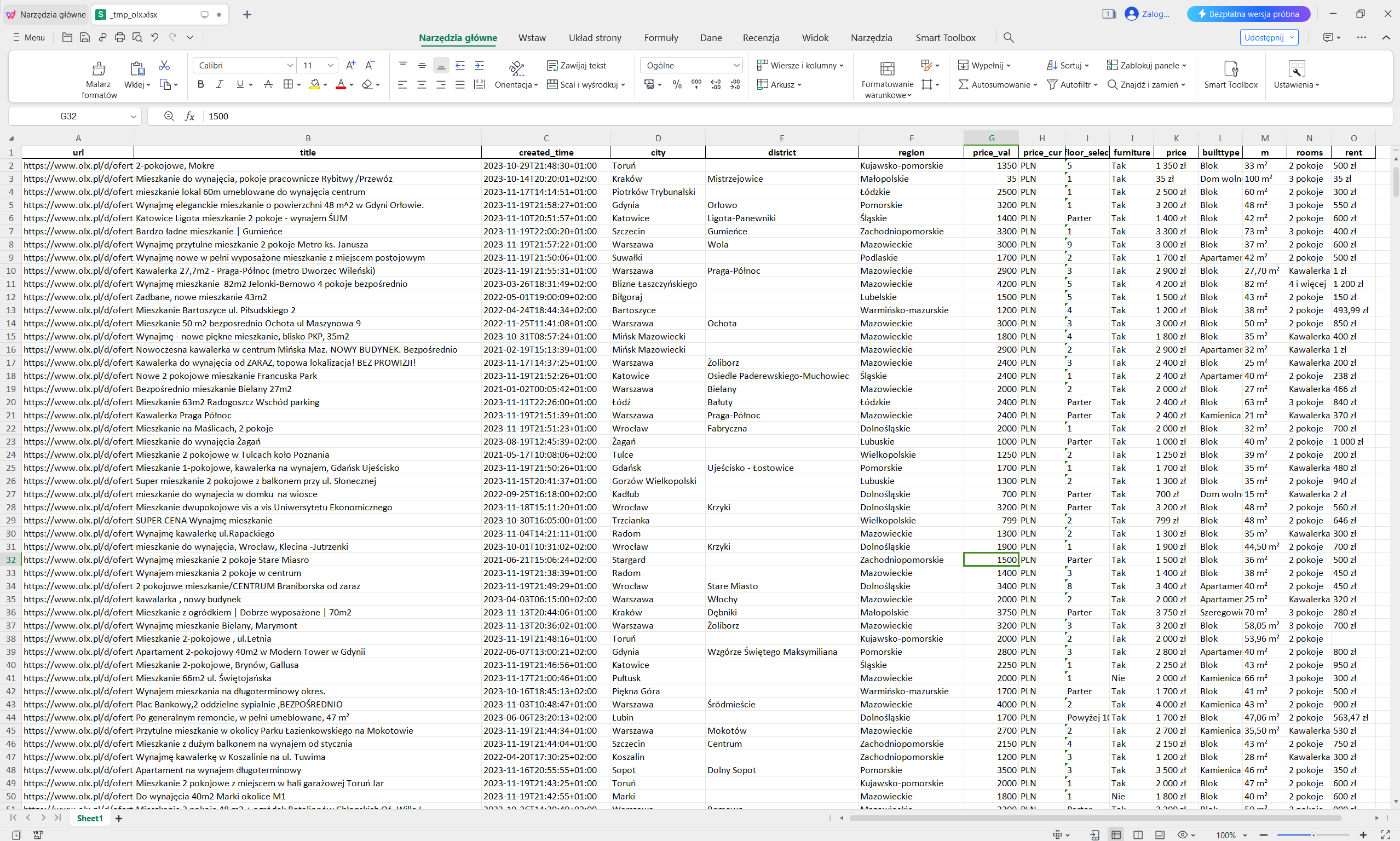 excel data