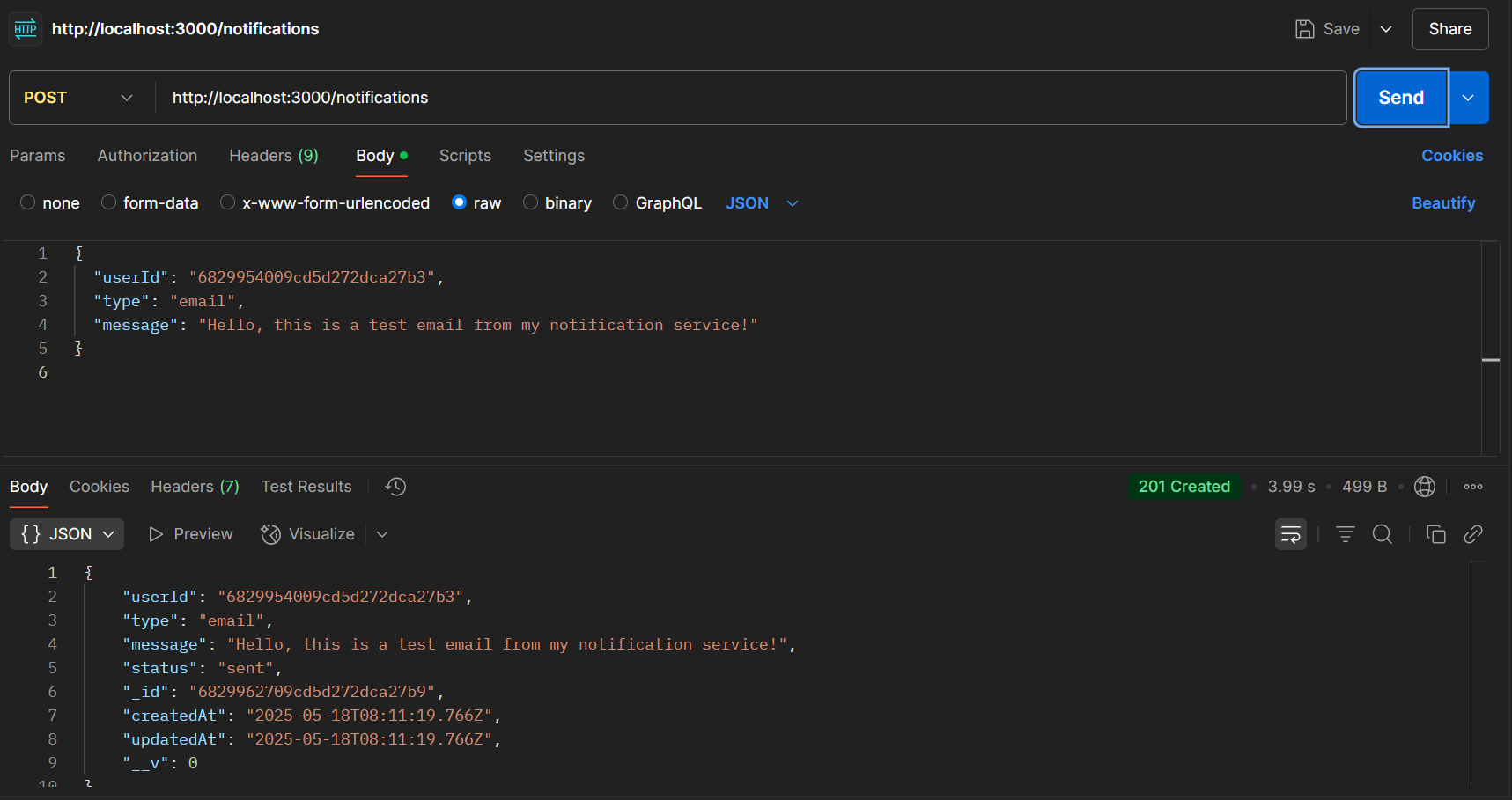 Email Notification via Postman