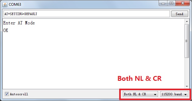 Fig1: enter the AT command，remember selectting the Both NL & CR
