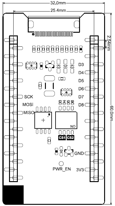 Fig1:FireBeetle Covers-ePaper Tircolor Display Module（SPI)Dmension Figure