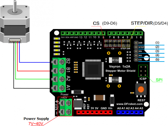 arduino stepper motor serial control cable