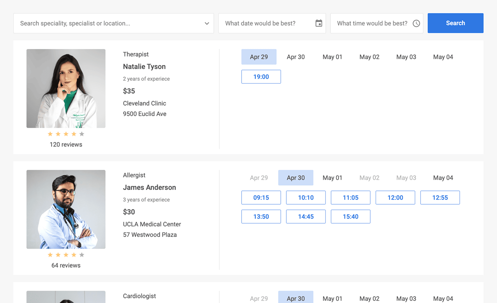DHTMLX Booking