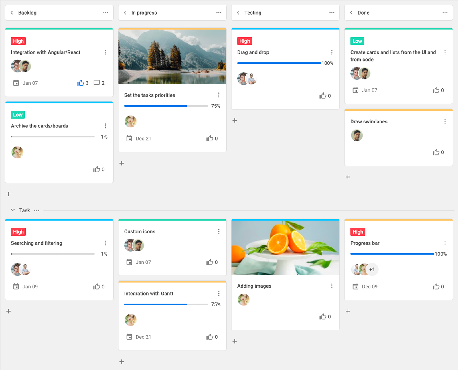 DHTMLX Kanban