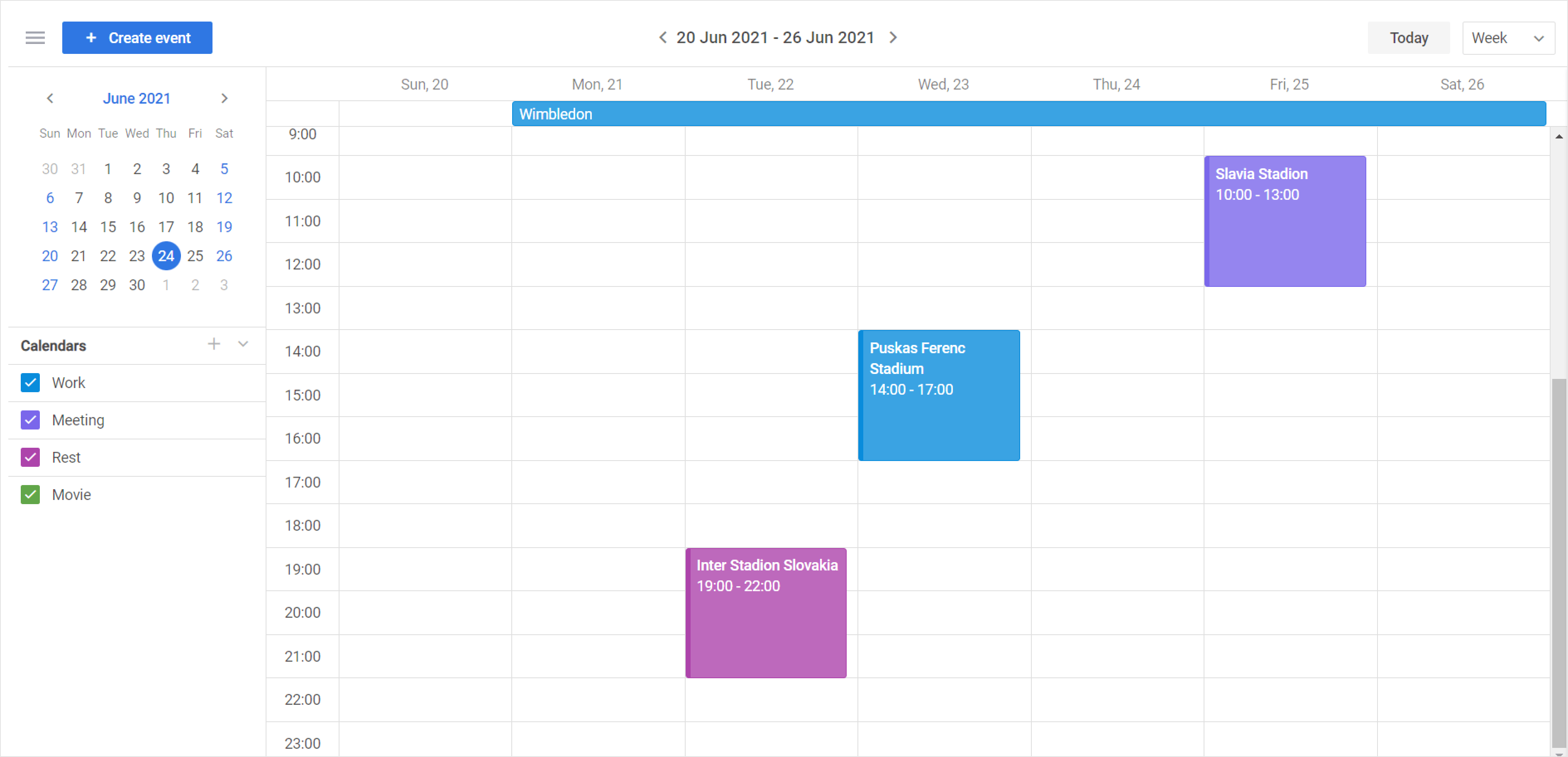 DHTMLX Event Calendar with React Demo