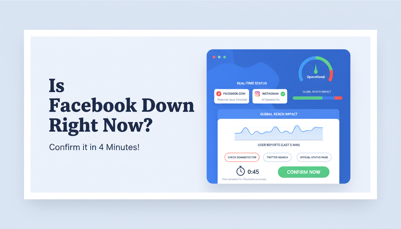 Blog illustration for section "Is Facebook down right now, and how can you confirm it in 2 minutes?"