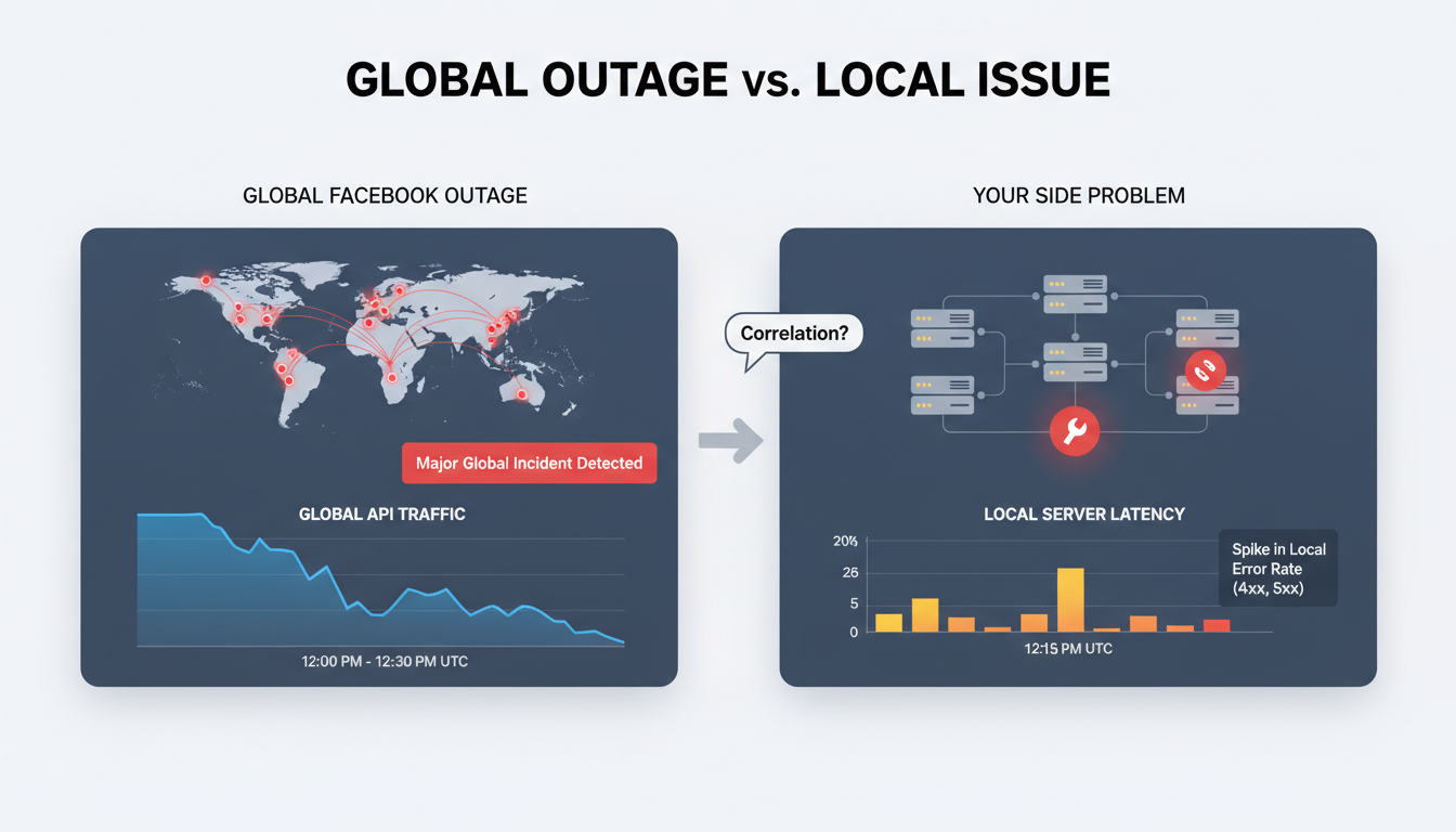 Blog illustration for section "How do you tell a global Facebook outage from a problem on your side?"