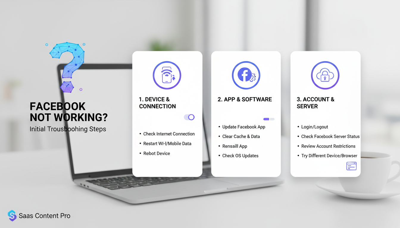 Blog illustration for section "What should you check first when Facebook is not working on your device?"