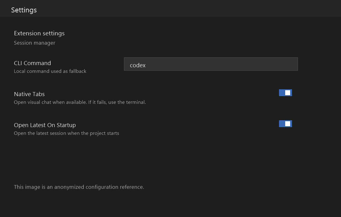 Settings view