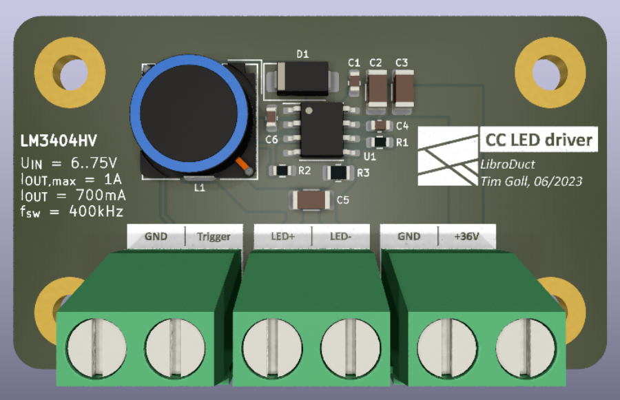 Constant current driver LM3404, from the project README