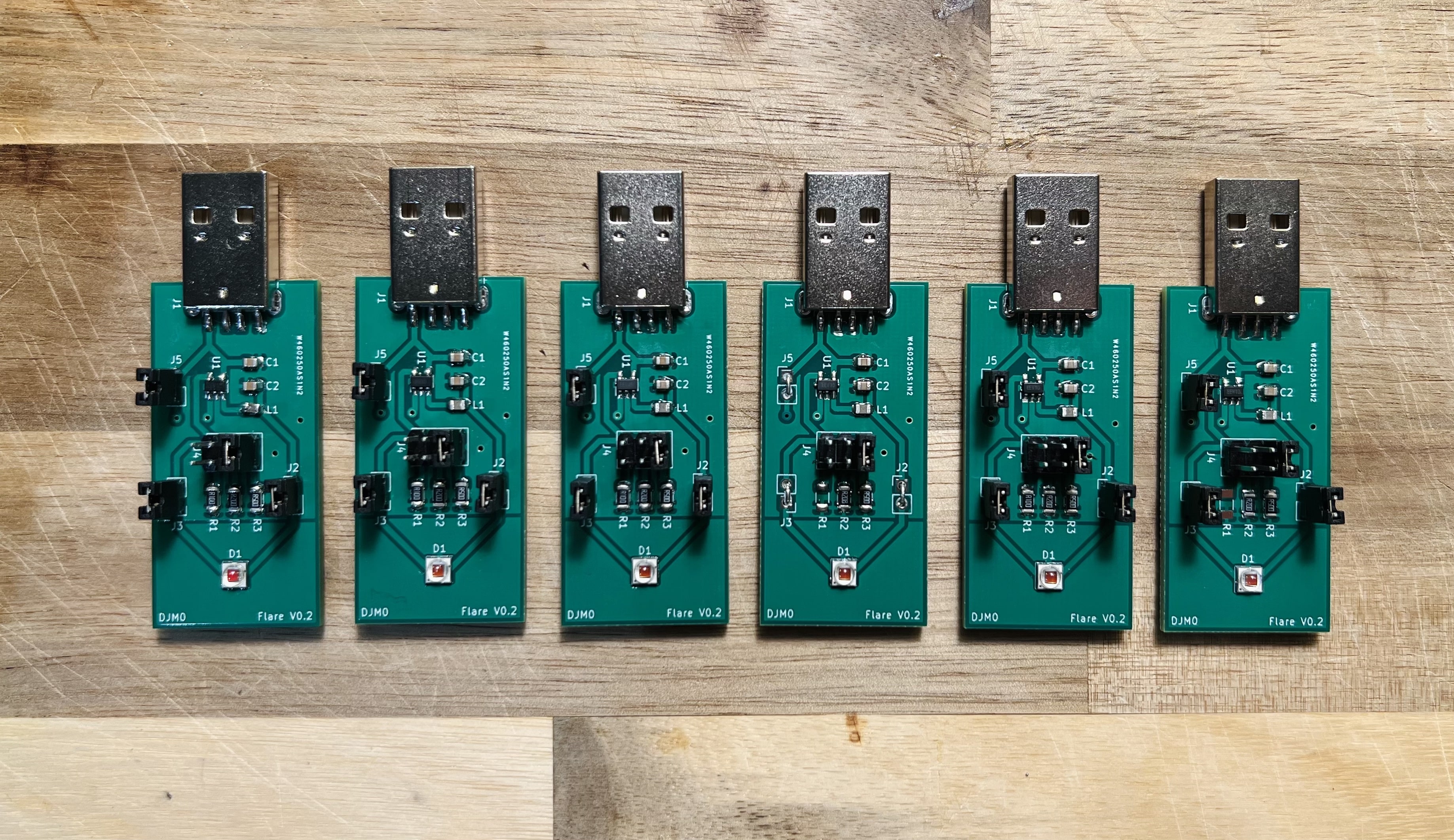 Six Flare V0.2 assembled modules