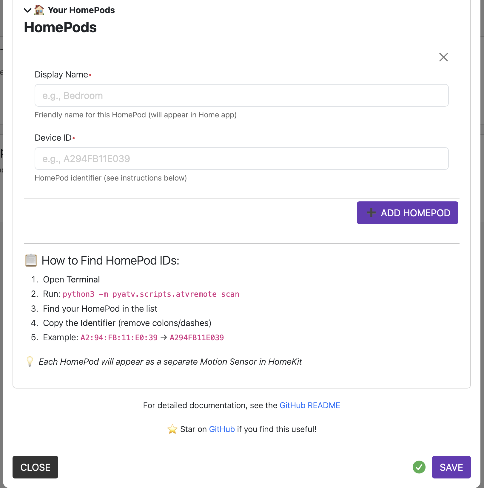 Add HomePod Configuration
