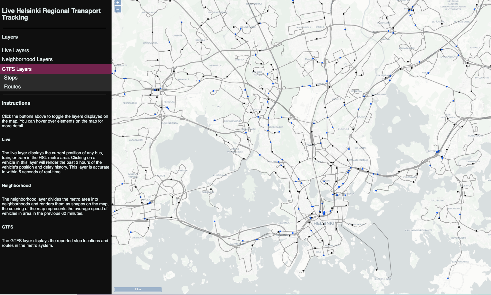 Screenshot of Live Map - Downtown Helsinki