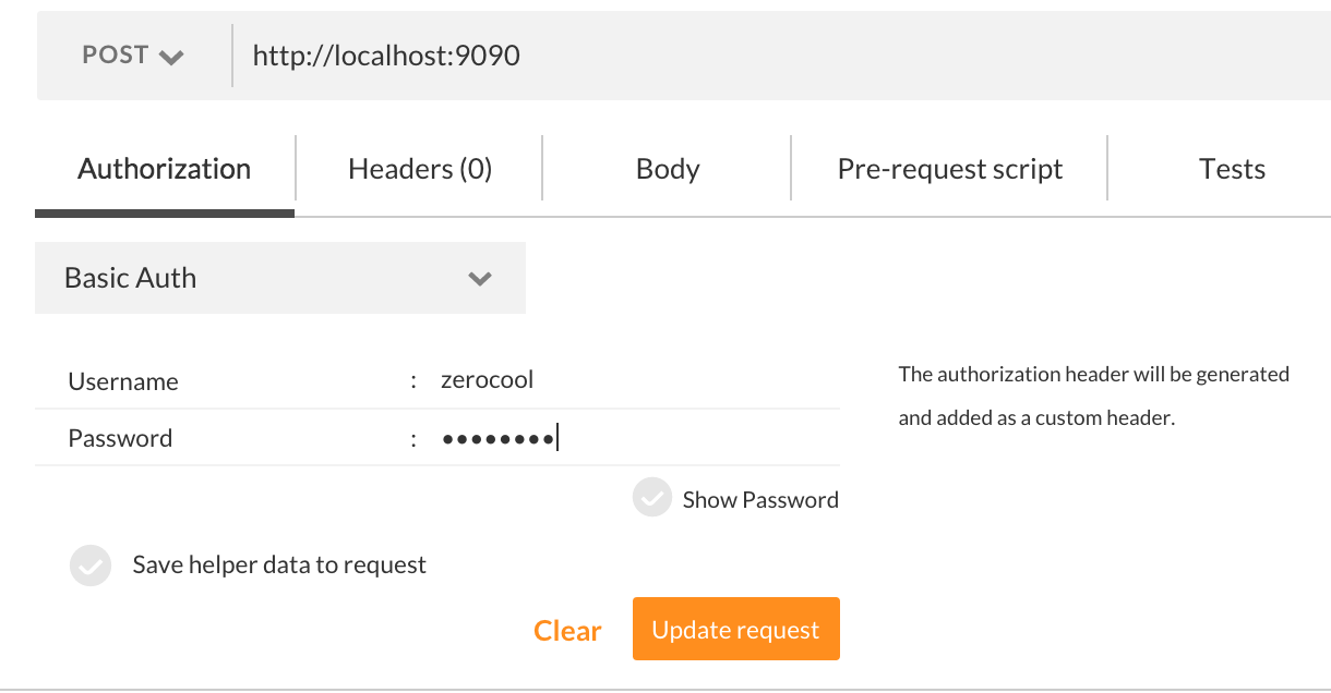 Screenshot of Postman Basic Auth