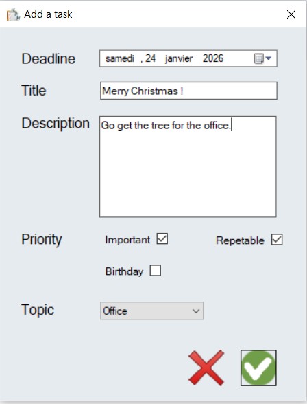 Add task window screenshot