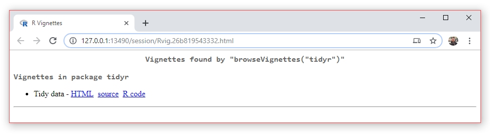 *Available vignettes appear in your browser with* `browseVignettes()`