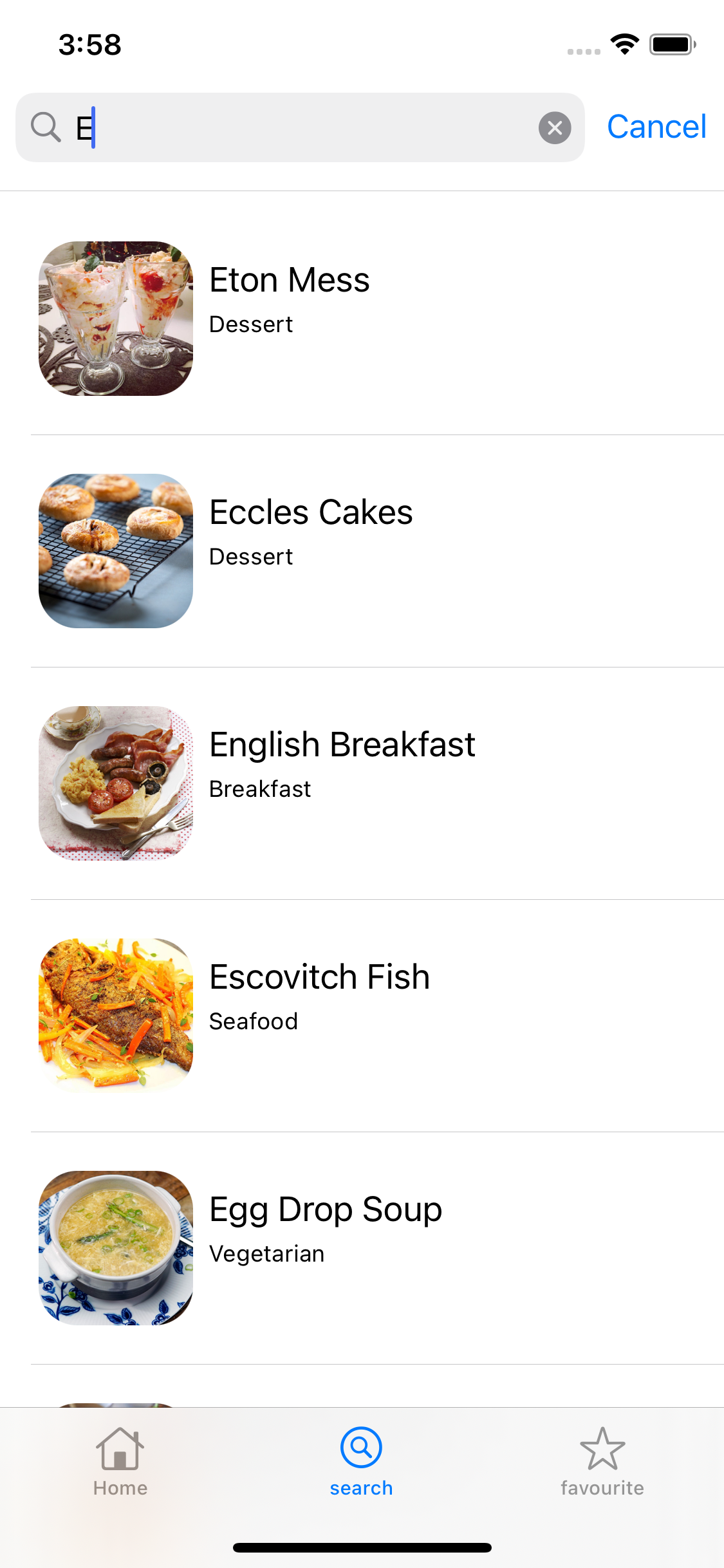 Search Meal Screen