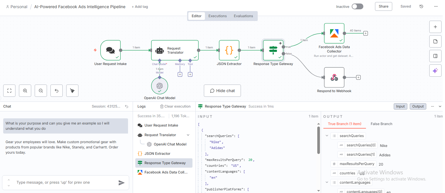 N8N Facebook Ads Intelligence Workflow