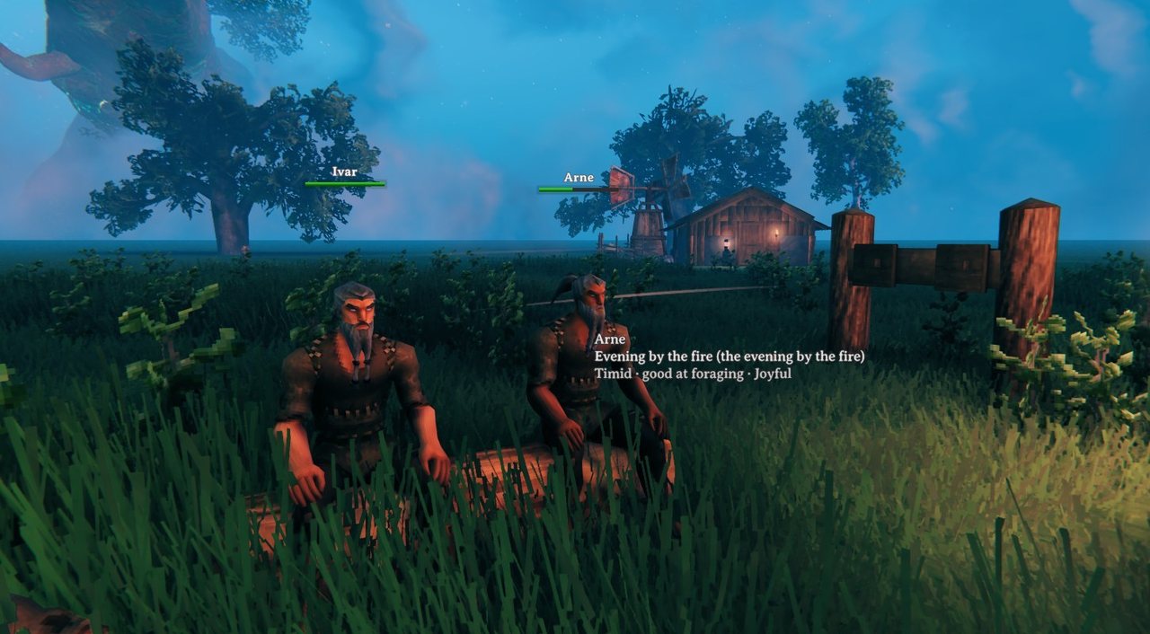Evening by the fire: every settler has a mood, a trait and a trade