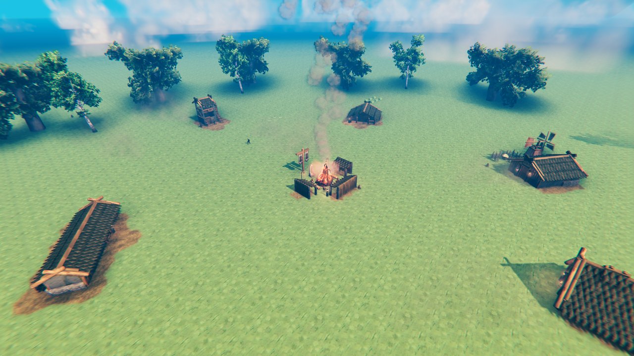 The village from above, round the Town Hall's camp
