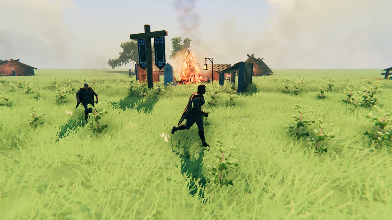 Couriers on their way through the colony, the camp's fire behind them