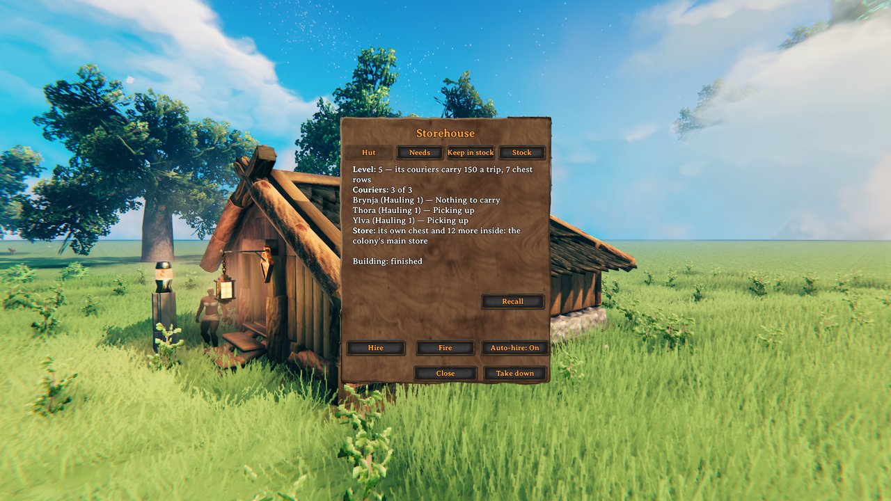 The Storehouse's window: its level, its couriers and what each one is doing
