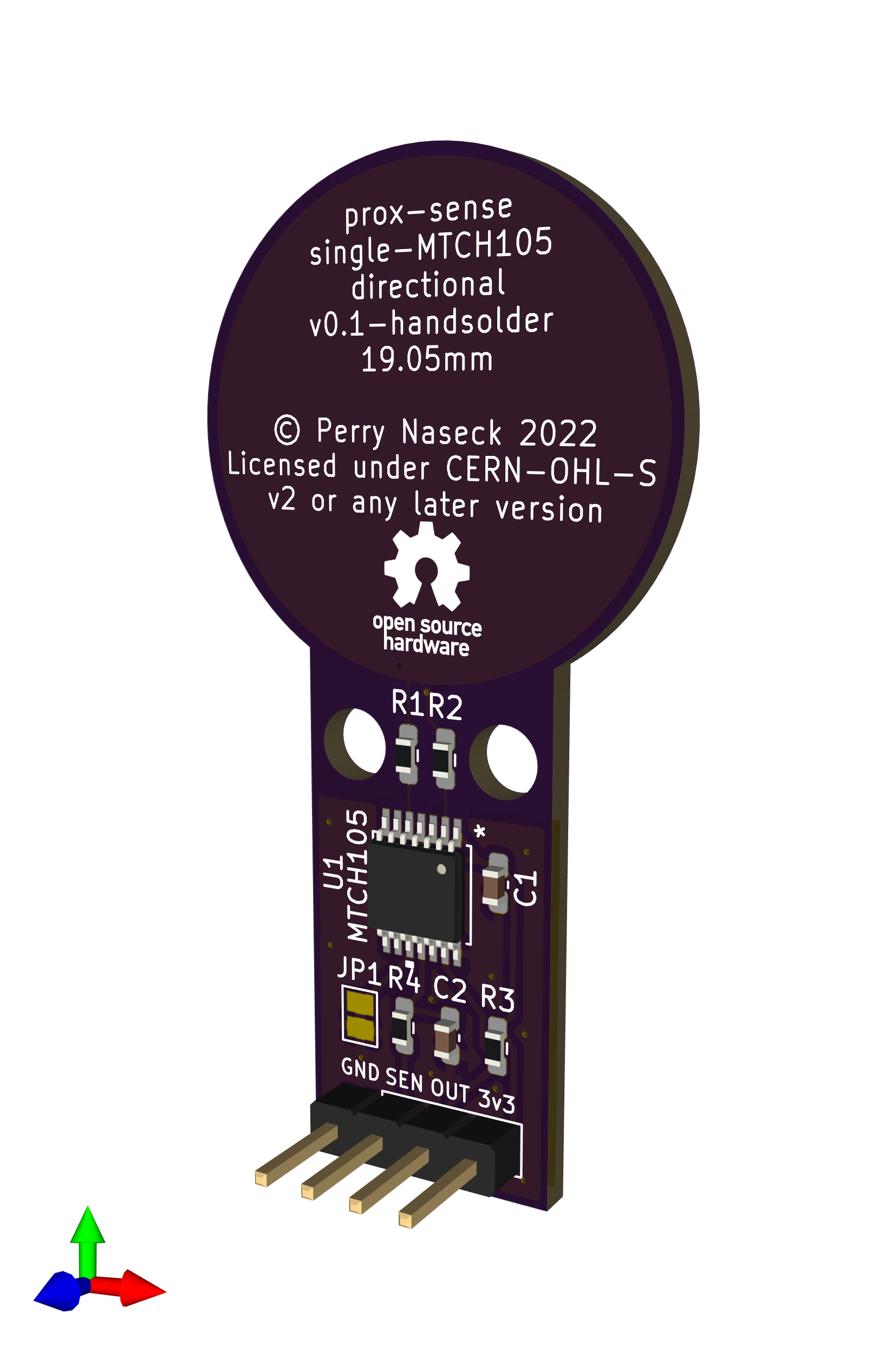 Prox Sense Single MTCH105 Directional 19.05mm Handsolder, from the project README