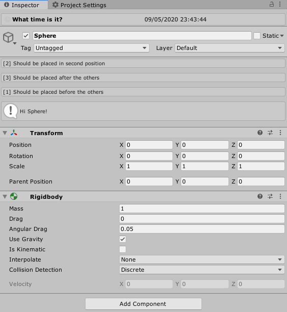 Inspector view when demos enabled