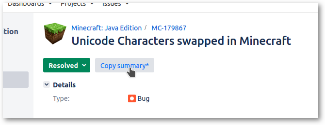 Jira copy summary button