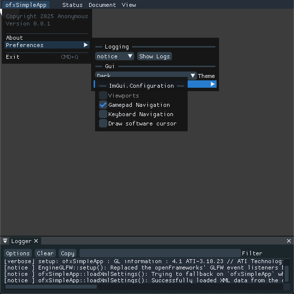 ofxSimpleApp Minimal Demo