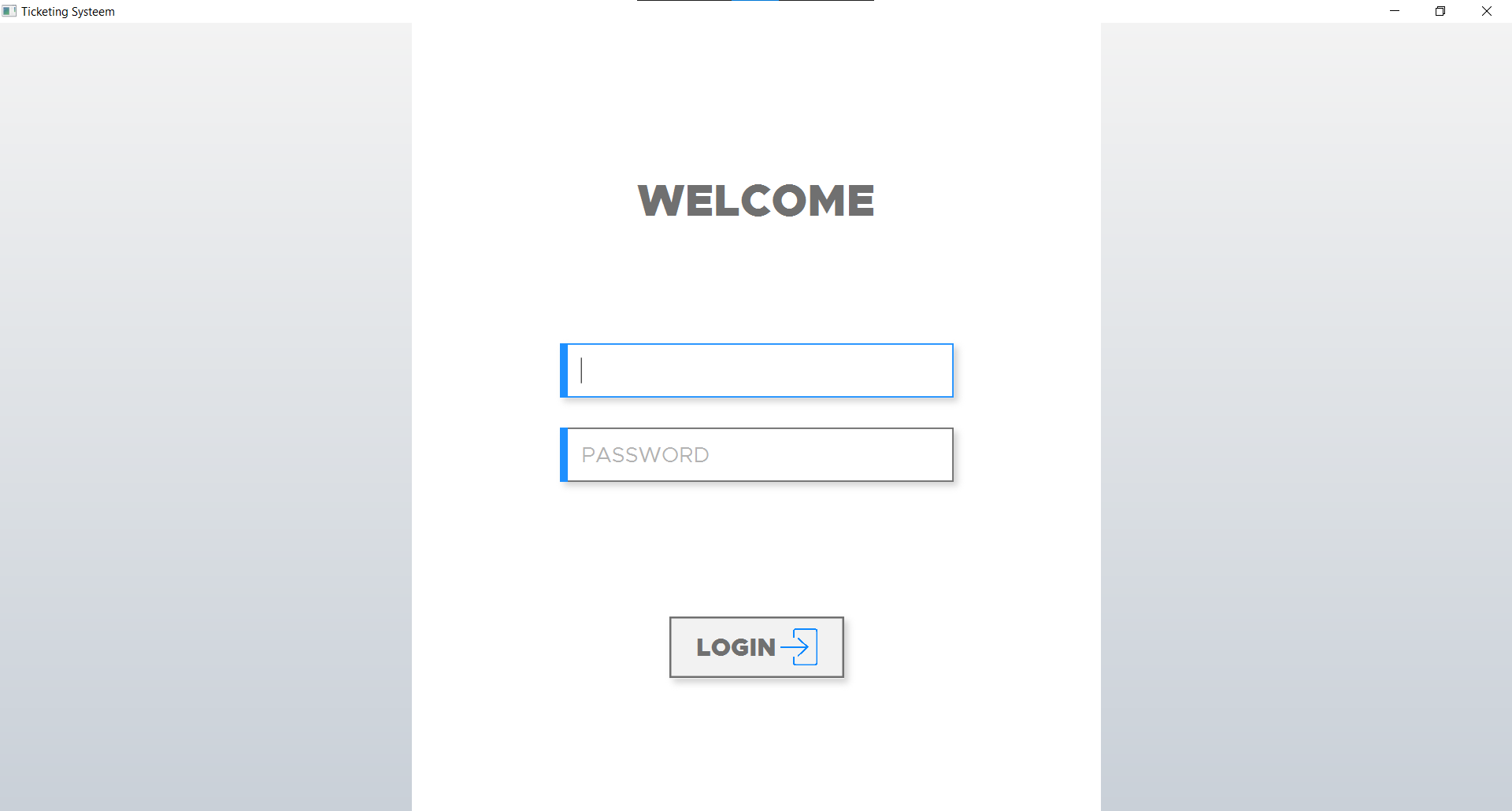 Login screen