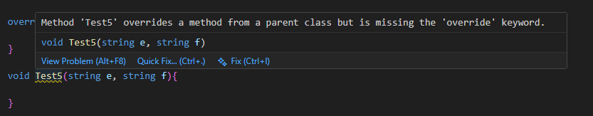 Missing Override Warning