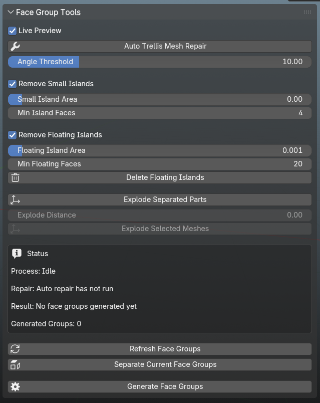 Mesh Face Groups viewport