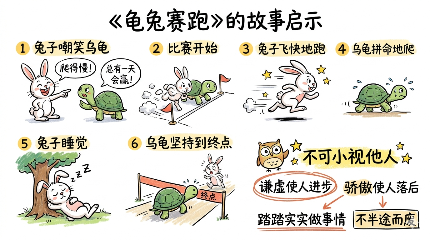 龟兔赛跑手绘插画