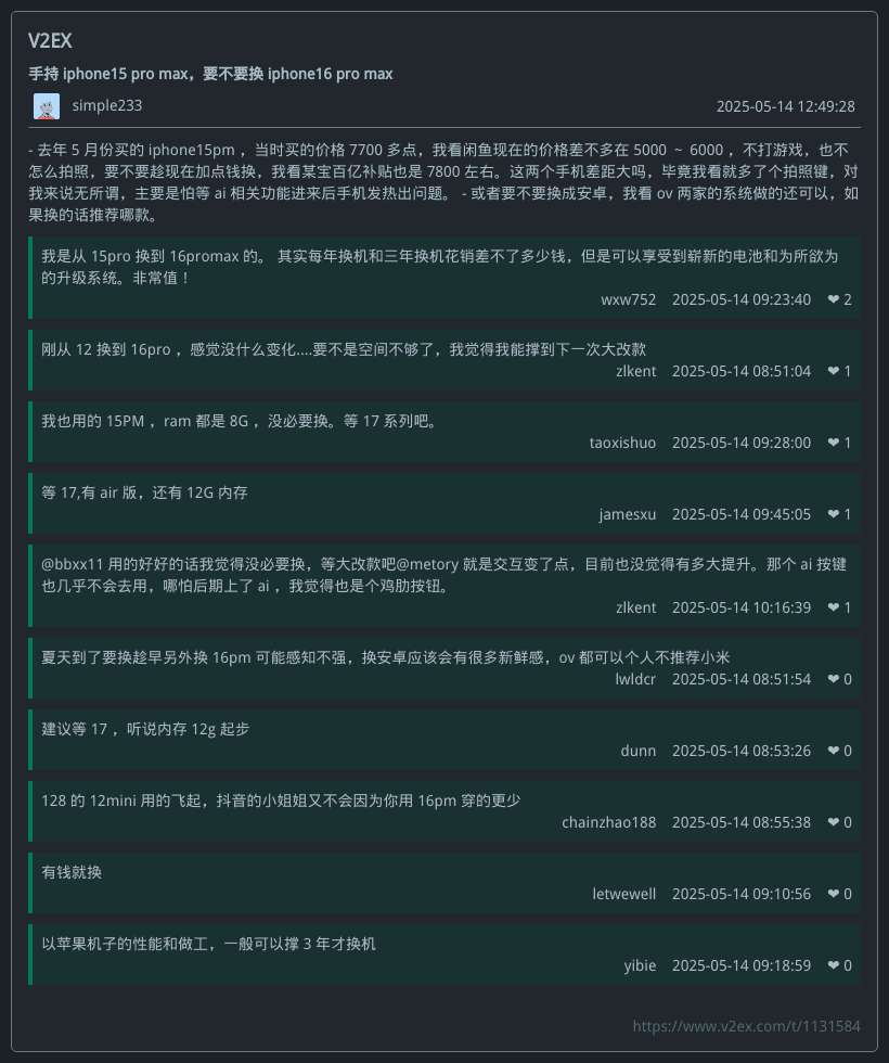 [2025-05-14 23:44:46] - V2EX 共 10 条热门话题 · Issue #100 · Damao2250/v2ex ...