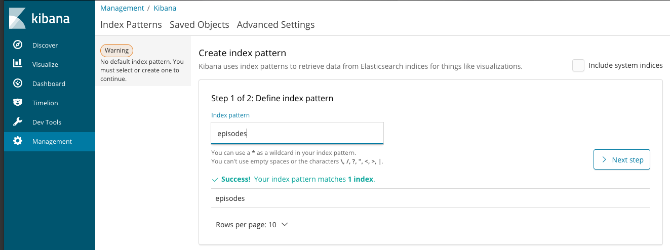 kibana episode index