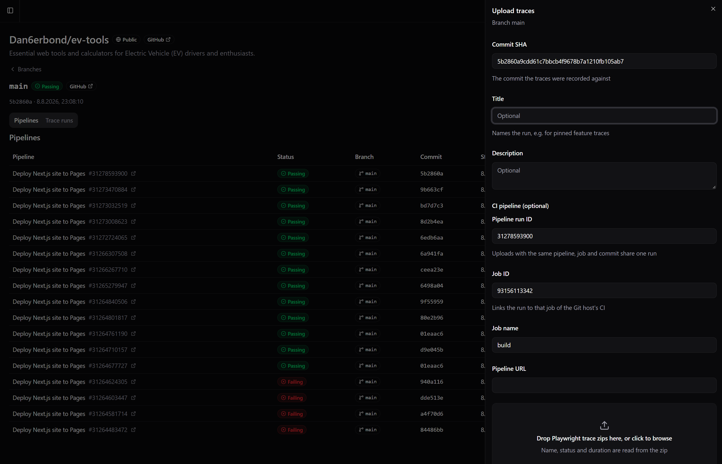 Upload traces