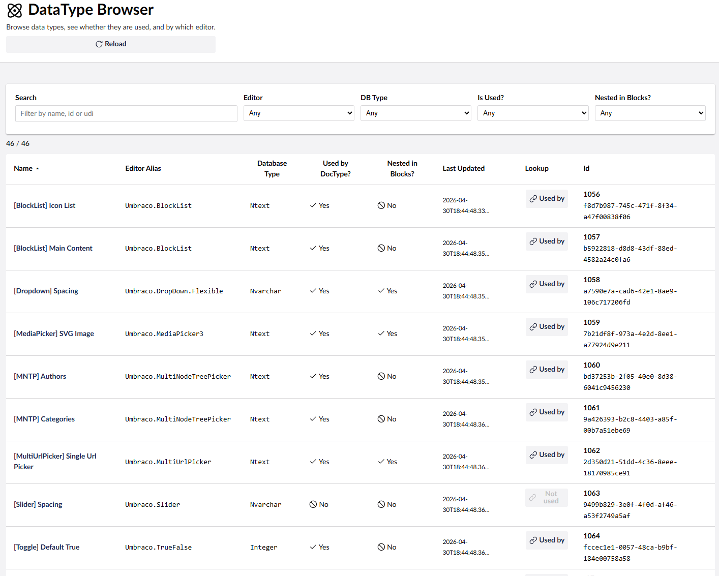 Data Type Browser