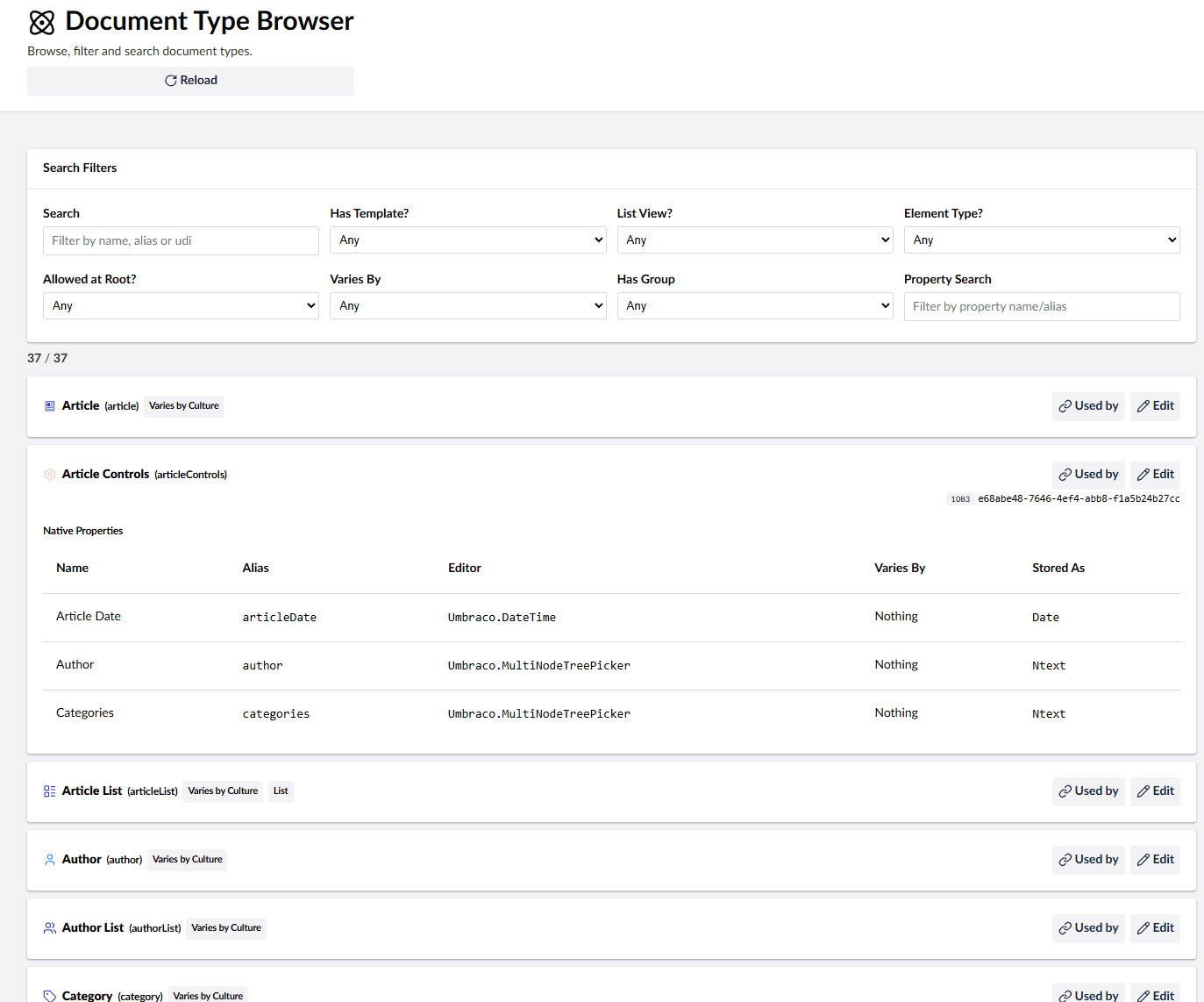 Document Type Browser