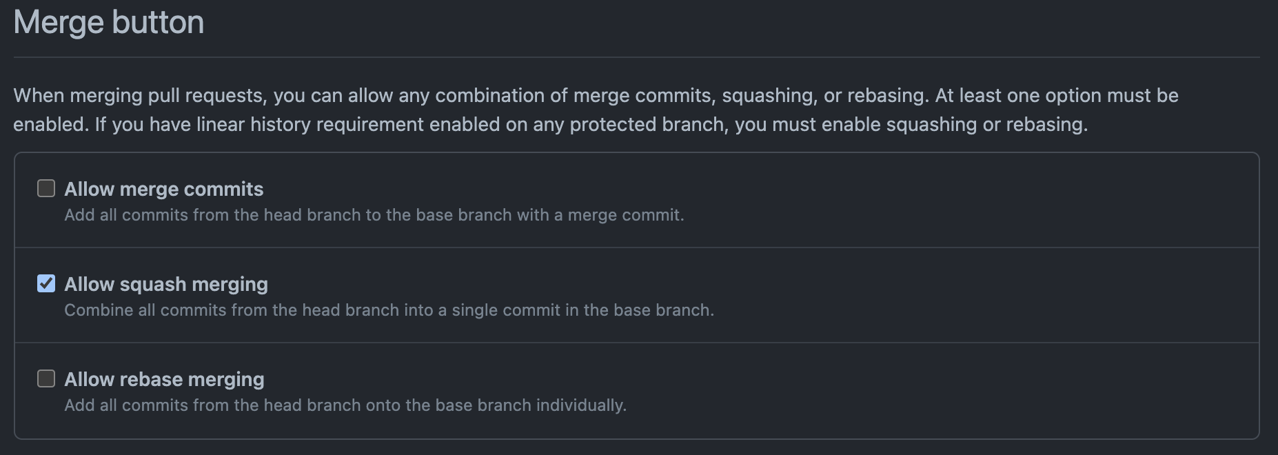 Merge button settings