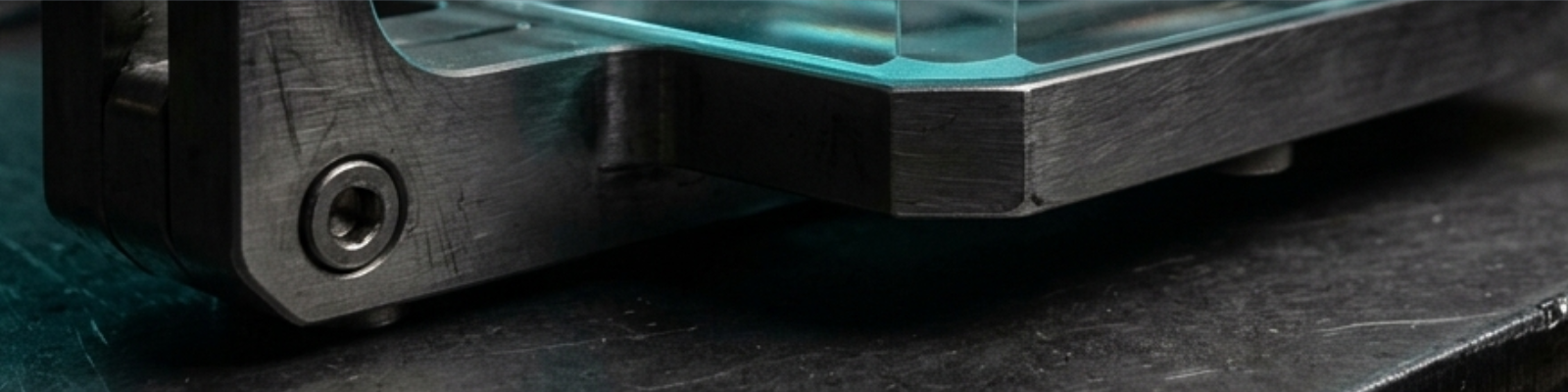 mnemo — a glowing digital memory layer resting on a robust machined-steel base