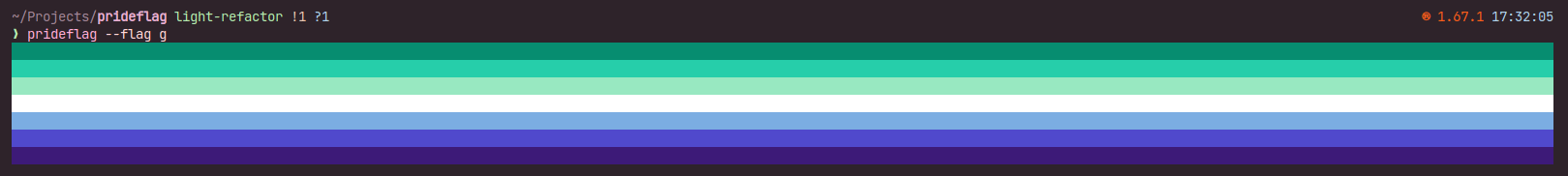 Output of the program, run with --flag gay