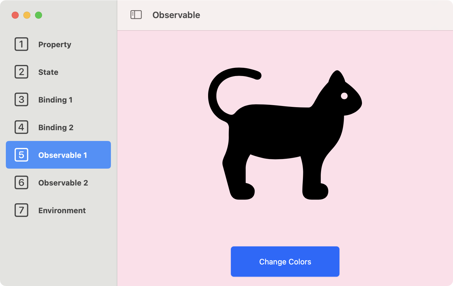 Screenshot showing one Observable sample