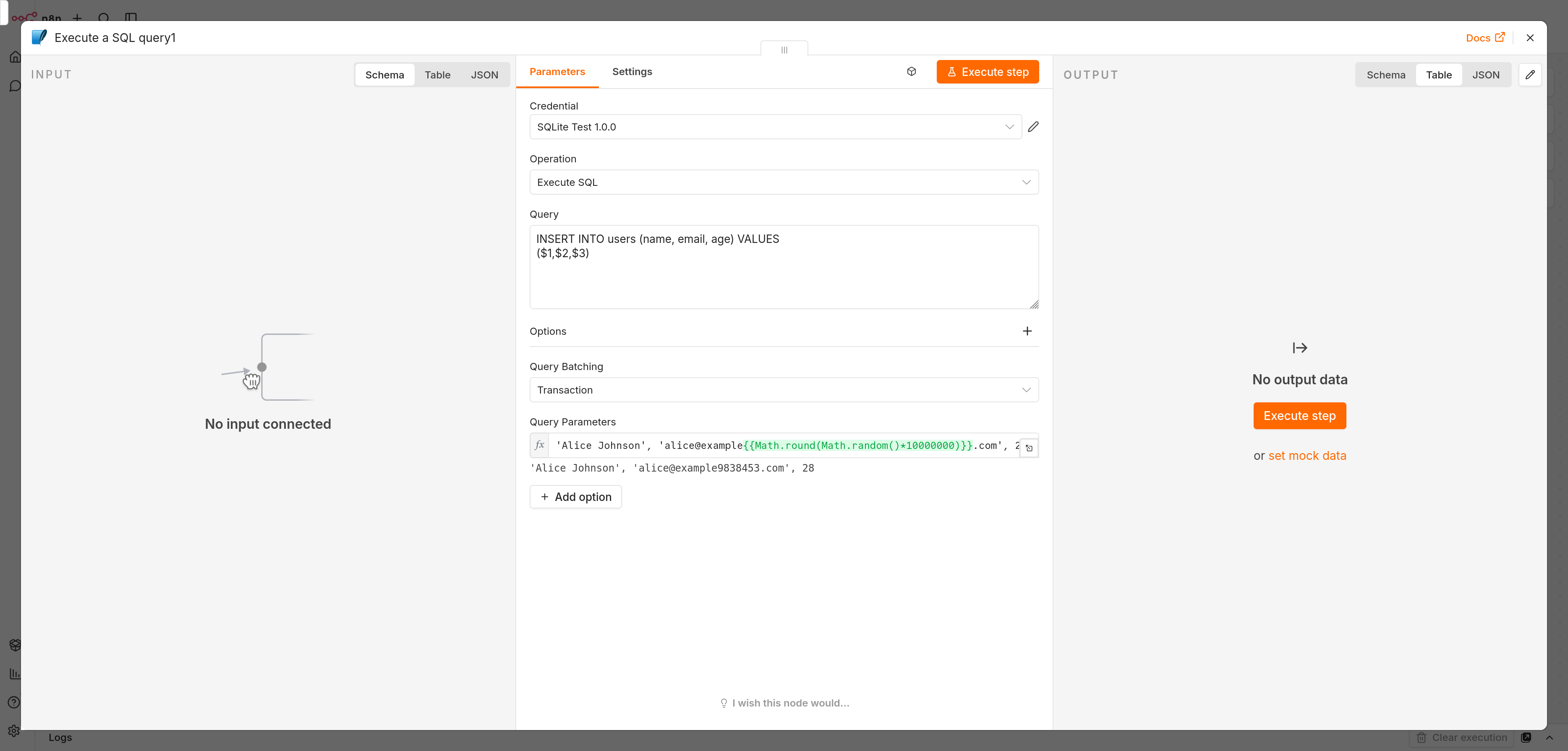 Insert with parameterized query